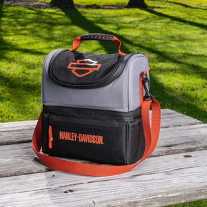 Harley-Davidson Open Bar & Shield Soft Sided Leakproof Body Lunch Box Cooler, Black/Gray/Orange HDL-10032