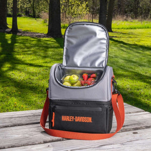 Harley-Davidson Open Bar & Shield Soft Sided Leakproof Body Lunch Box Cooler, Black/Gray/Orange HDL-10032