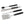 Four-piece barbecue tool set with stainless steel blades and black handles, including a spatula, turner, brush, and fork, on a white background.