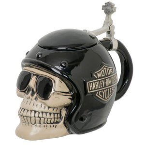 Harley-Davidson Helmet Skull Rider B&S Logo Sculpted Ceramic Stein, 32 oz. HDL-18608