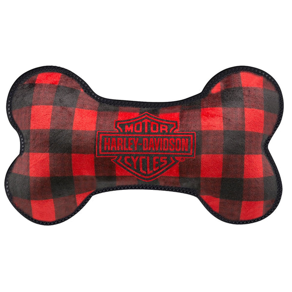 Harley-Davidson Holiday Plaid Plush Toy Set, Red/Black HDX-90212