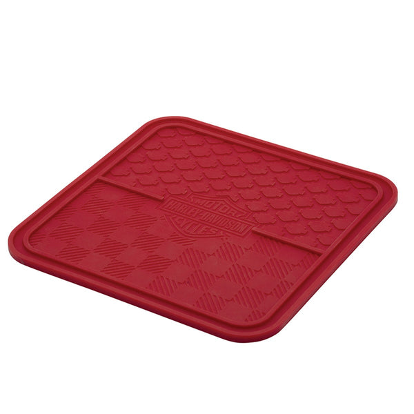 Harley-Davidson Holiday Plaid Silicone 9"x 9" Lick Mat For Pets, Red HDX-90213