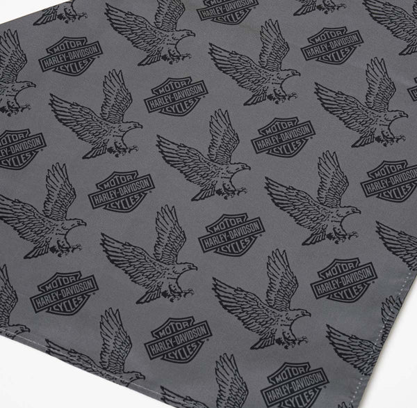 Harley-Davidson Repeat Bar & Shield W/ Eagle Print Water Resistant Pet Bandana Small/Medium, Black/Gray HDX-90219