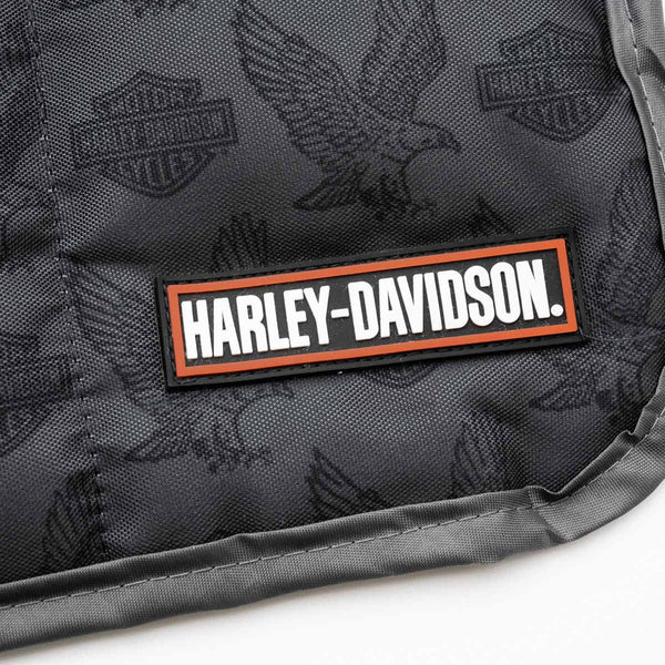 Harley-Davidson Repeat Bar & Shield Eagle Pet Medium/Large Travel Bed, Gray & Black HDX-90222