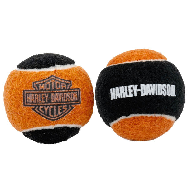 Harley-Davidson Bar & Shield Tennis Ball Dog Toy Set w/ Squeakers Black/Orange HDX-90224