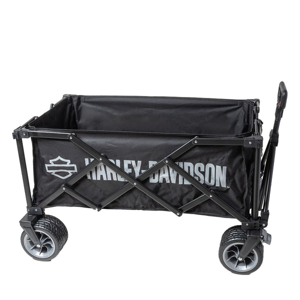 Harley-Davidson Open Bar & Shield Collapsible 28"x14.5"x9.8" Wagon With Handle, Black HDL-10030