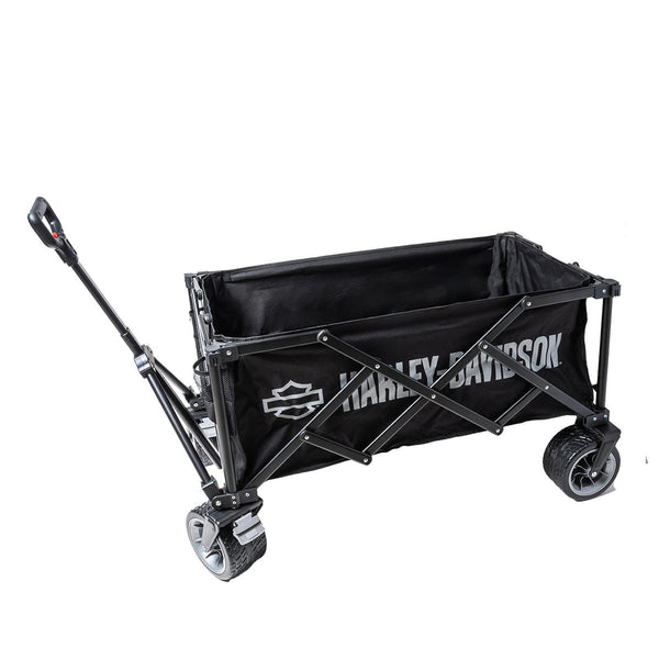 Harley-Davidson Open Bar & Shield Collapsible 28"x14.5"x9.8" Wagon With Handle, Black HDL-10030