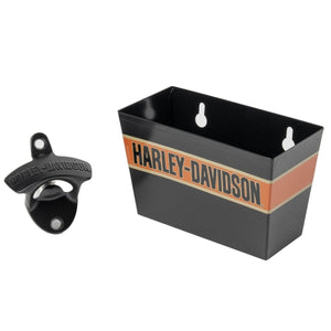 Harley-Davidson bottle opener and wall mount on a white background