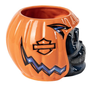 Harley-Davidson Skull O'Lantern Custom Sculpted Ceramic Candy Dish Black/Orange HDX-98556