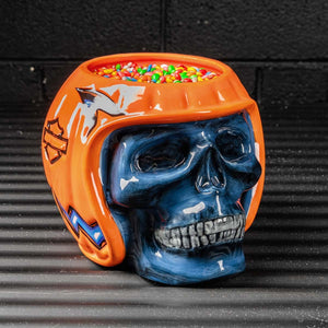 Harley-Davidson Skull O'Lantern Custom Sculpted Ceramic Candy Dish Black/Orange HDX-98556