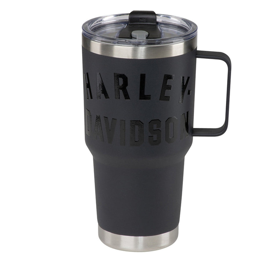 Harley-Davidson Double-Walled Stainless Steel Travel Mug W/ Handle, Matte Black Finish HDX-98656