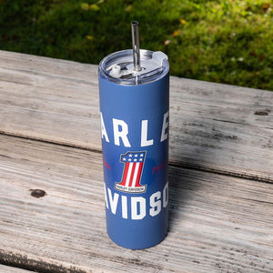 Harley-Davidson RWB #1 Laster Engraved H-D 30 OZ. Stainless Steel Double-Walled Travel Cup, Matte Blue Finish Mug HDX-98675
