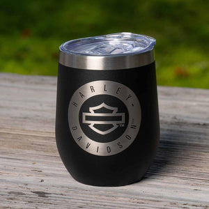 Harley-Davidson Open B&S Stainless Steel 15 oz. Wine Tumbler W/ Lid, Black Semi-Matte Finish HDX-98676