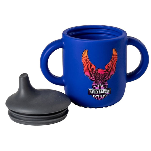 Harley-Davidson Kids' Vivid Eagle Silicone 6 oz. Sippy Cup, Blue/Black HDX-98680