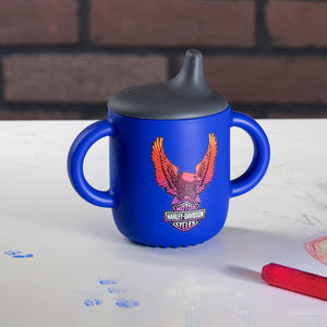 Harley-Davidson Kids' Vivid Eagle Silicone 6 oz. Sippy Cup, Blue/Black HDX-98680