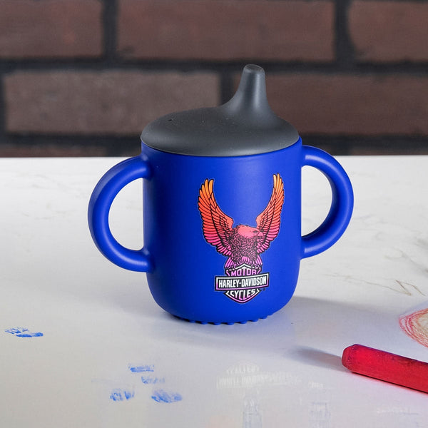 Harley-Davidson Kids' Vivid Eagle Silicone 6 oz. Sippy Cup, Blue/Black HDX-98680