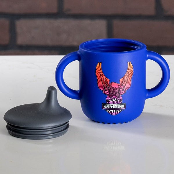 Harley-Davidson Kids' Vivid Eagle Silicone 6 oz. Sippy Cup, Blue/Black HDX-98680