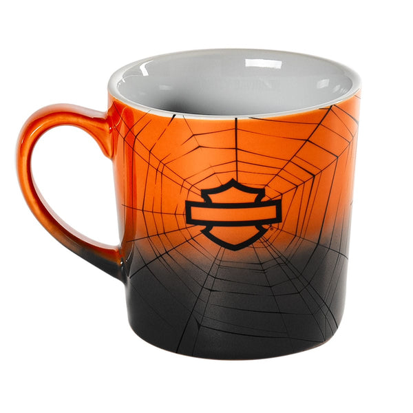 Harley-Davidson Halloween 2025 Open B&S Webbed Ceramic Mug, Orange/Black HDX-98686