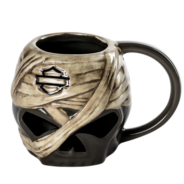 Harley-Davidson Halloween 2025 Open B&S Mummified Skull Mug, Black HDX-98687