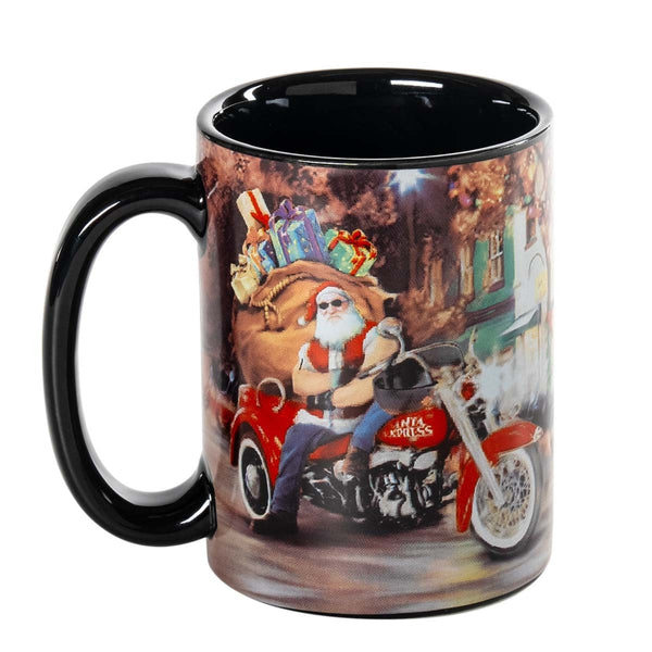 Harley-Davidson Holiday Biker Santa Full Wrap 15 oz. Christmas Ceramic Mug, Black HDX-98689