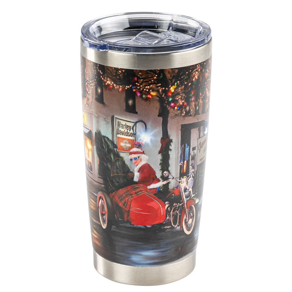Harley-Davidson Holiday Biker Santa Double-Wall Stainless Steel 20 oz. Christmas Travel Tumbler, Santa Graphic HDX-98692