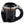 A glossy black ceramic mug shaped like a motorcycle helmet, featuring the Harley-Davidson logo in orange and white on the side, with reflective silver and orange stripe details.