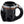 A glossy black ceramic mug shaped like a Harley-Davidson helmet, featuring the brand name in orange and white on the side, with reflective silver and orange stripe details, set against a plain white background.