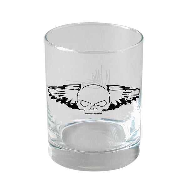 Harley-Davidson Winged Willie G. Sketch Silver Wings W/ Signature, DOF 13.5 oz. Single Glass