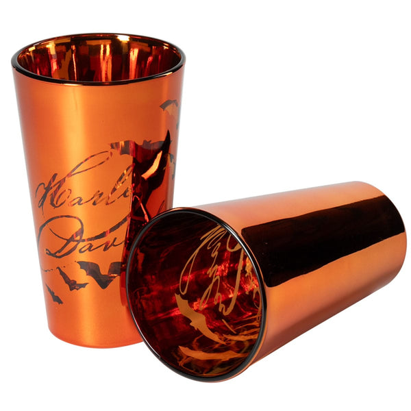 Harley-Davidson Halloween 2025 Scripted H-D W/ Bats Pint Glass Set, Orange HDX-98755