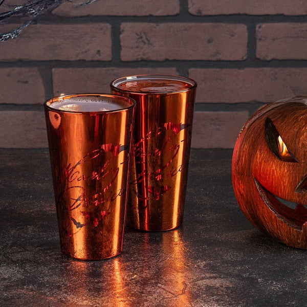 Harley-Davidson Halloween 2025 Scripted H-D W/ Bats Pint Glass Set, Orange HDX-98755
