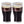 Two clear pint glasses filled with black beer and topped with white foam, each wrapped with a pink band printed with the Harley-Davidson logo, shown on a white background.