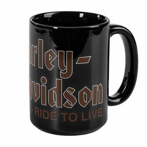 Harley-Davidson #1 Skull LTR-RTL 15 oz. Ceramic Mug, Black HDX-98762