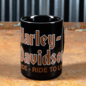 Harley-Davidson #1 Skull LTR-RTL 15 oz. Ceramic Mug, Black HDX-98762