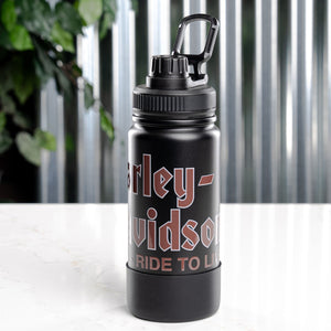 Harley-Davidson #1 Skull LTR-RTL Double-wall Stainless Steel Travel Tumbler, Black HDX-98763