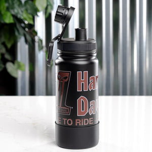 Harley-Davidson #1 Skull LTR-RTL Double-wall Stainless Steel Travel Tumbler, Black HDX-98763