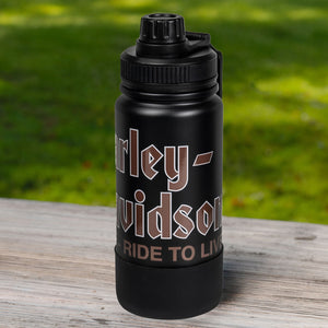 Harley-Davidson #1 Skull LTR-RTL Double-wall Stainless Steel Travel Tumbler, Black HDX-98763