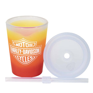 Harley-Davidson Kids' Bar & Shield Logo BPA-Free Silipint 8 oz. Staw Cup, Red/Orange Ombre HDX-98765
