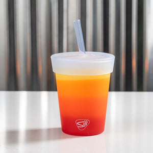 Harley-Davidson Kids' Bar & Shield Logo BPA-Free Silipint 8 oz. Staw Cup, Red/Orange Ombre HDX-98765