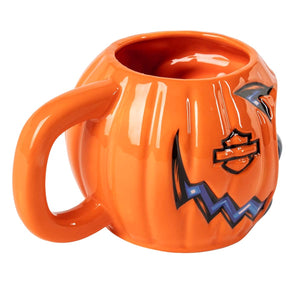 Harley-Davidson Halloween Skull O'Lantern Ceramic 16 oz. Coffee Mug, Black/Orange HDX-98769
