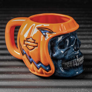 Harley-Davidson Halloween Skull O'Lantern Ceramic 16 oz. Coffee Mug, Black/Orange HDX-98769