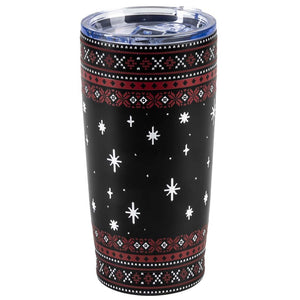 Harley-Davidson Christmas Holiday Sweater Pattern 20 oz. Stainless Steel Double-wall Travel Tumbler, Black/Red HDX-98774