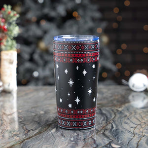 Harley-Davidson Christmas Holiday Sweater Pattern 20 oz. Stainless Steel Double-wall Travel Tumbler, Black/Red HDX-98774