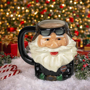 Harley-Davidson Christmas Sculpted Biker Santa Face 32 oz. Ceramic Coffee Mug, HDX-98776