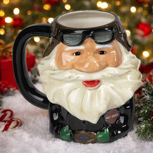 Harley-Davidson Christmas Sculpted Biker Santa Face 32 oz. Ceramic Coffee Mug, HDX-98776