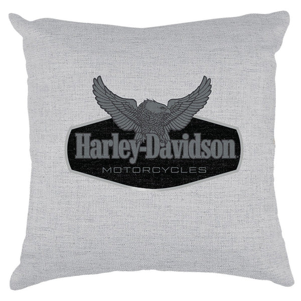 Harley-Davidson Classic Eagle Logo Outdoor Throw Pillow, Grey HDX-99268