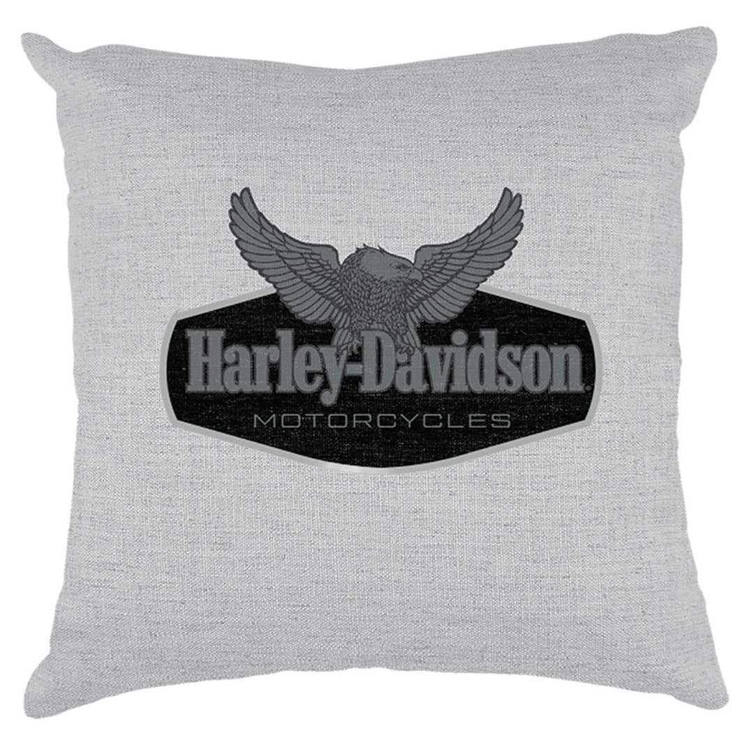 HarleyDavidson Classic Eagle Logo Outdoor Throw Pillow, Grey HDX9926