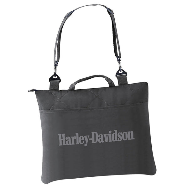 Harley-Davidson Soft Folding Blanket w/ Carry Bag 67 x 55 Inches, Black/Gray HDX-99269