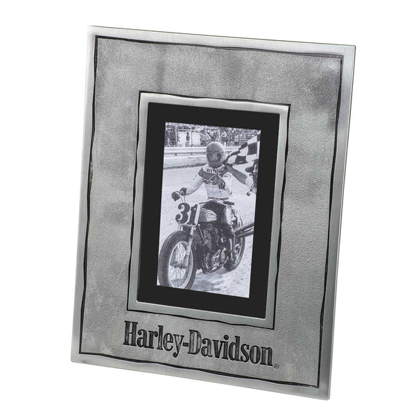 Harley-Davidson Distressed Accent Pewter Picture Frame Holds 4x6 & 5x7, Gray HDX-99271