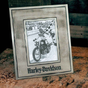 Harley-Davidson Distressed Accent Pewter Picture Frame Holds 4x6 & 5x7, Gray HDX-99271