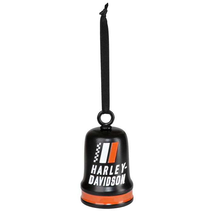 Harley-Davidson H-D Racing Stripes Logo Ride Bell Metal Ornament, Black/Orange HDX-99278